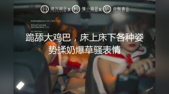 跪舔大鸡巴，床上床下各种姿势揉奶爆草骚表情