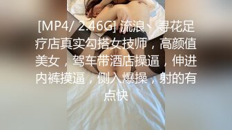 [MP4/ 2.46G] 流浪丶寻花足疗店真实勾搭女技师，高颜值美女，驾车带酒店操逼，伸进内裤摸逼，侧入爆操，射的有点快